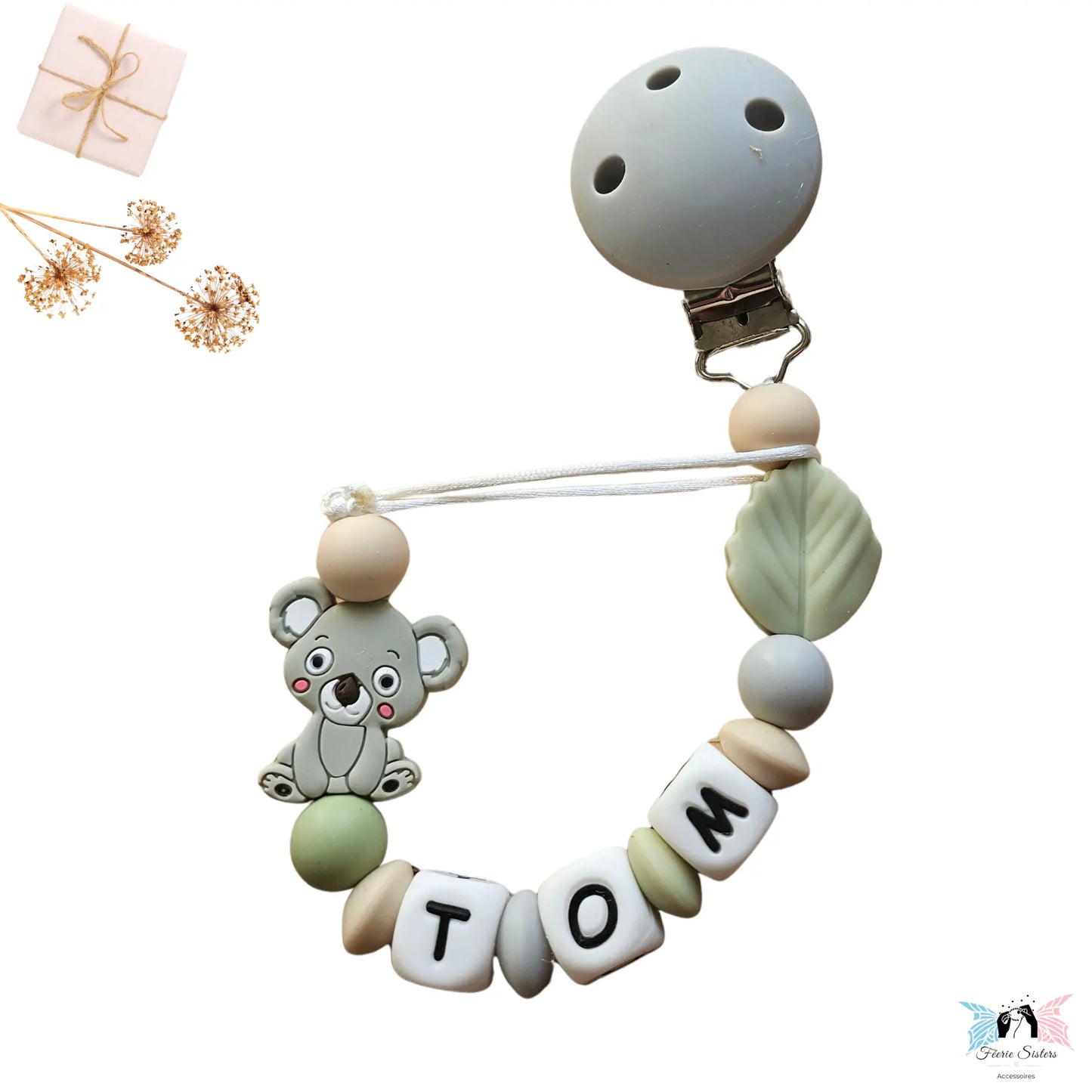Attache tétine personnalisée Koala – douceur et tranquillité Féerie Sisters