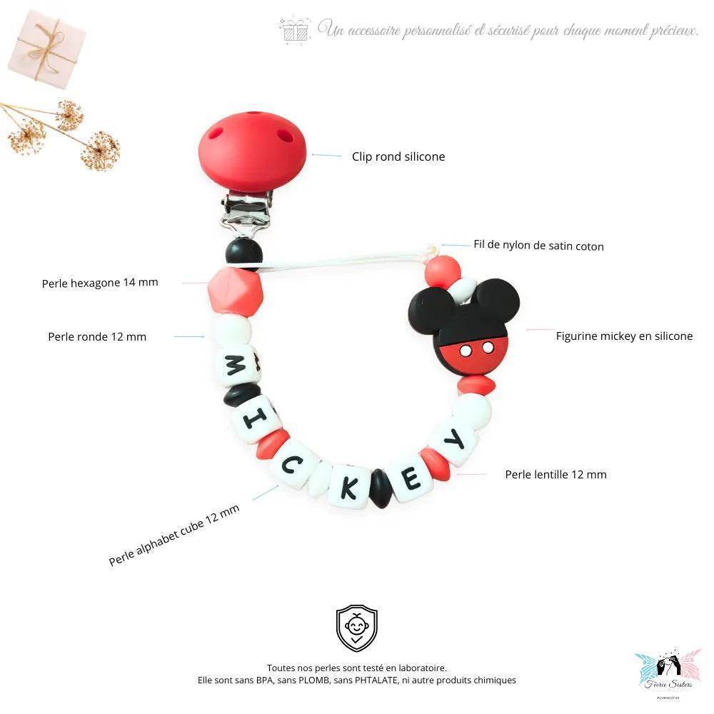 Attache tétine Disney personnalisée – Modèle Mickey & Minnie - Féerie Sisters