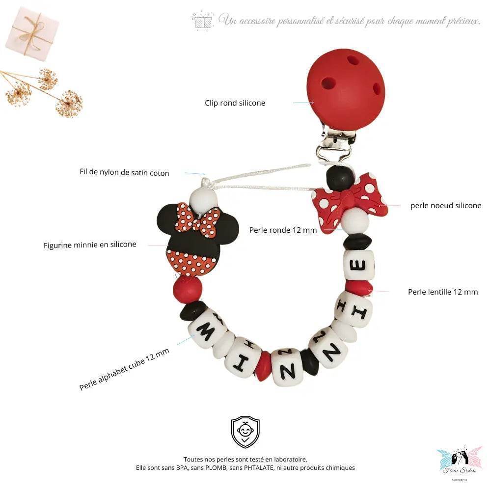 Attache tétine Disney personnalisée – Modèle Mickey & Minnie - Féerie Sisters