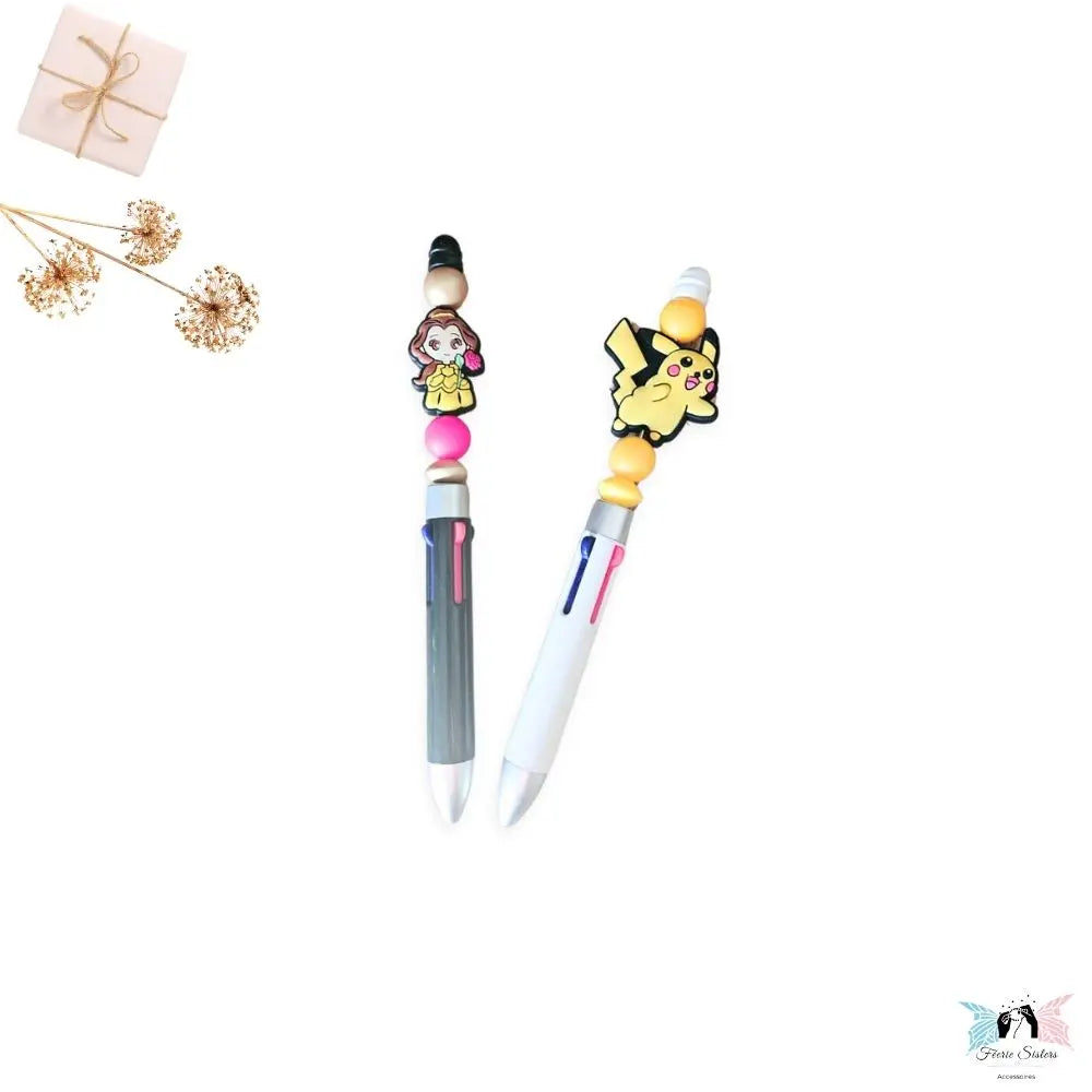 Stylo 4 couleurs personnalisé avec prénom et figurines au choix