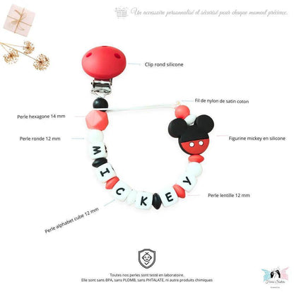 Attache tétine Disney personnalisée – Modèle Mickey & Minnie - Féerie Sisters